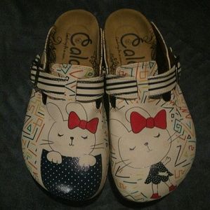 Calceo Sweet Cat Clogs 39 NWOT